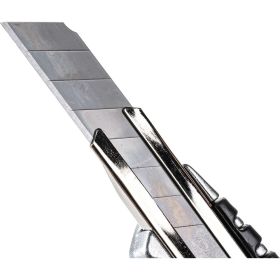 Канцелярский нож BRAUBERG Metallic 18 мм роликовый фиксатор резиновые вставки металл 237159 (артикул 16425057) – фото 4