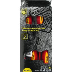 Набор диэлектрических отверток до 1000V, 5шт Berger BG BG1065 (артикул 15634096) – фото 3