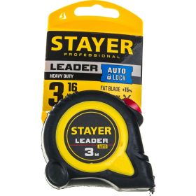 Рулетка Stayer LEADER 3м / 16мм с автостопом в ударостойком обрезиненном корпусе 3402-3_z02 (артикул 16043688) – фото 1