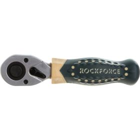 Реверсивная короткая трещотка с резиновой ручкой 1/2 L-170мм 72зуб ROCKFORCE RF-802419 (артикул 15989498) – фото 1