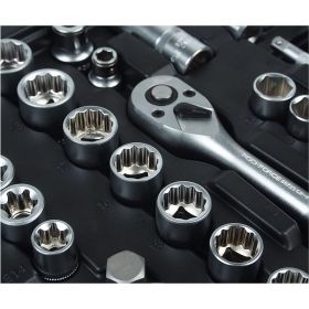 Набор инструмента ROCKFORCE 1/4"",3,8"",1/2"" DR 6-гранный 4-32мм 172пр. RF-41723-5 (артикул 16257816) – фото 2