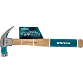 Молоток-гвоздодер GROSS American hickory 450г, угол 45, магнит, обрезиненная рукоятка 10415 (артикул 16129455) – фото 3