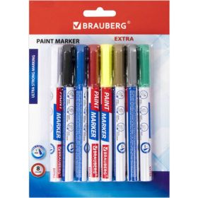 Лаковый маркер-краска BRAUBERG EXTRA paint marker 1 мм, набор 8 цветов, 151991 (артикул 16729031) – фото 1