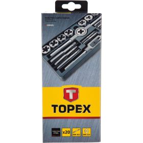 Набор плашек и метчиков M3 - M12, пласт. бокс TOPEX 20 шт. 14A425 (артикул 15541608) – фото 2