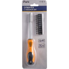 Отвертка с набором бит PARK 11 предметов, 91x28,5мм 103485 (артикул 21569008) – фото 2