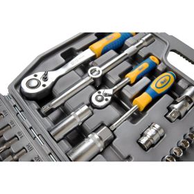 Набор инструмента 1/2 Dr и 1/4 Dr 94 предметов с 12 гранными головками KRAFT KT 700682 (артикул 15966148) – фото 5