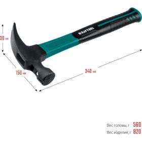 Столярный молоток-гвоздодёр KRAFTOOL Fiberglass 560 г 20265-56_z01 (артикул 16043625) – фото 3