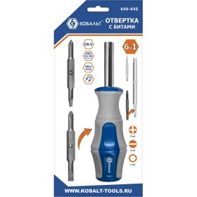 Отверточная рукоятка Ultra Grip с набором двусторонних бит КОБАЛЬТ 646-645 (артикул 15536639) – фото 4