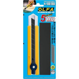 Нож с выдвижным лезвием OLFA в комплекте с лезвиями 5 шт, 25мм OL-H-1BB/5BB (артикул 22058764) – фото 4
