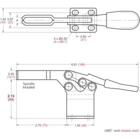 Механический зажим с горизонтальной ручкой, усилие 227кг Goodhand GH-225-DHB (артикул 15564137) – фото 2