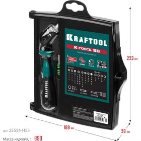 Реверсивно-рычажная отвертка с насадками KRAFTOOL X-Force-55 55 шт 25554-H55_z01 (артикул 19674004) – фото 5