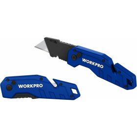 Складной быстросменный нож WORKPRO с нейлоновой рукояткой, 10 лезвий, трапециевидные лезвия WP211008 (артикул 23306547) – фото 6