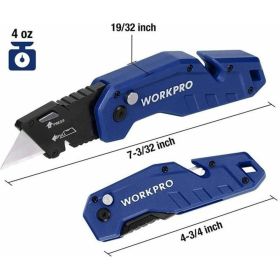 Складной быстросменный нож WORKPRO с нейлоновой рукояткой, 10 лезвий, трапециевидные лезвия WP211008 (артикул 23306547) – фото 7