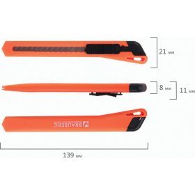 Нож 9 мм, фиксатор, цвет корпуса ассорти, упаковка с европодвесом, BRAUBERG 230914 (артикул 15867253) – фото 8