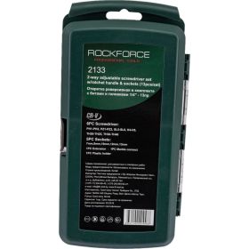 Реверсивная отвертка ROCKFORCE телескоп. переставная 2в1 с набором бит и головок 13пр. RF-2133 (артикул 15994467) – фото 7