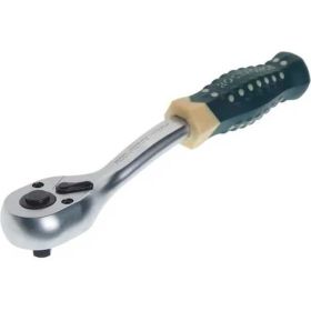Реверсивная усиленная изогнутая трещотка с резиновой ручкой 1/2 ROCKFORCE RF-802422 (артикул 15991025) – фото 2