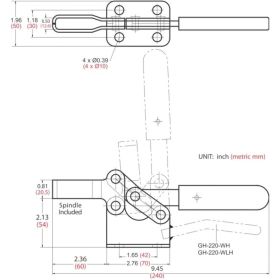 Механический зажим с горизонтальной ручкой, усилие 400кг Goodhand GH-200-W (артикул 15564131) – фото 3