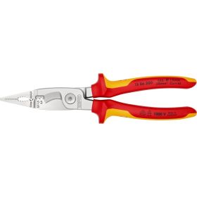 Электромонтажные клещи Knipex VDE, 6-в-1, 200 мм, диэлектрические, хром, 2К ручки, KN-1386200SB (артикул 18657474) – фото 1