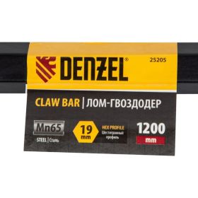 Лом-гвоздодер Denzel 1200 мм, шестигранный 19 мм, окрашенный, сталь 65 25205 (артикул 22868499) – фото 4