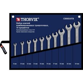 Набор комбинированных трещоточных ключей Thorvik CRWS10TB в сумке, 8-24 мм, 10 пр. 53468 (артикул 18805032) – фото 1
