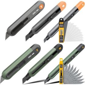Технический нож DELI home series gray ht4018c сегментированное черное лезвие 18 мм, эксклюзивный дизайн, soft touch 112889 (артикул 26145947) – фото 2
