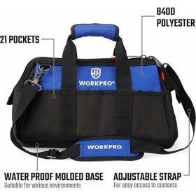 Сумка для инструмента WORKPRO 640D 510x260x290 мм, с широким горлом, на молнии, с пластиковым дном WP281026 (артикул 23424105) – фото 8