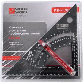 Плотницкий угольник WOODWORK 170 мм, дюймовый, со сдвижным упором, алюминиевый PTR-170 (артикул 24037959) – фото 4