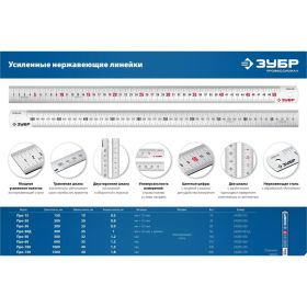Про-60 Усиленная нержавеющая линейка 0,60 м ЗУБР 34280-060 (артикул 25147245) – фото 2