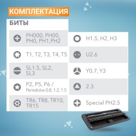 Набор отверток с битами KRANZ RA-02, для точных работ, сталь S2, 30 предметов, KR-12-4752 (артикул 19699612) – фото 4