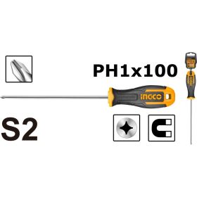 Крестовая отвертка INGCO PH1x100 мм HS68PH1100 (артикул 22338111) – фото 2