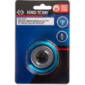 Компактная трещотка KING TONY 1/4"", 72 зубца, дисковый механизм, для вставок (бит) 2747 (артикул 25154331) – фото 7