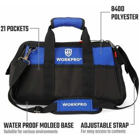 Сумка для инструмента WORKPRO 640D 420x230x270 мм, с широким горлом, на молнии, с пластиковым дном WP281007 (артикул 23424099) – фото 3
