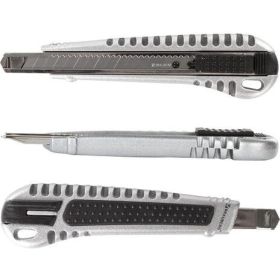 Универсальный нож BRAUBERG Metallic 9 мм, металлический корпус, рифленый, автофиксатор, блистер 236971 (артикул 17486106) – фото 8