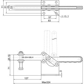 Зажим с горизонтальной рукоятью HS CLAMP HS-204-GBL (артикул 20002378) – фото 3