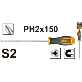 Крестовая отвертка INGCO PH2x150 HS68PH2150 (артикул 21002367) – фото 2