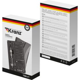 Отвертка с битами для точных работ KRANZ RA-05 CR-V, 106 предметов KR-12-4755 (артикул 19699876) – фото 9