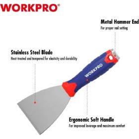 Шпатель WORKPRO гибкий, нержавеющая сталь, 60 мм WP321010 (артикул 27727962) – фото 4
