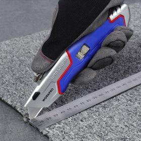 Строительный нож WORKPRO выдвижной, с автоматической подачей, 5 лезвий, трапециевидные лезвия WP213012 (артикул 23306565) – фото 11