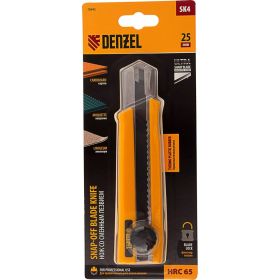 Нож DENZEL 25 мм, сменное лезвие, SK4, корпус из TPR, металлическая направляющая, винтовой фиксатор 78945 (артикул 20135398) – фото 5