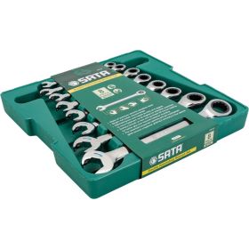Набор комбинированных ключей с трещоткой Sata Metric пластиковый короб, 8 предметов 09079 (артикул 25797275) – фото 2