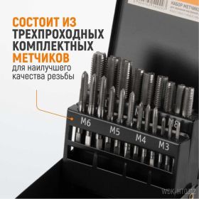 Набор комплектных метчиков WIEDERKRAFT М3-М12, 21 предмет WDK-HT0312 (артикул 20789079) – фото 3