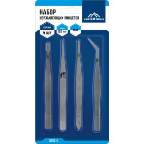 Набор нержавеющих пинцетов vertextools 4 предмета 0032-4 (артикул 26900372) – фото 5