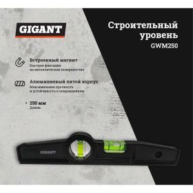 Алюминиевый магнитный строительный уровень Gigant 250мм GWM250 (артикул 19959214) – фото 2