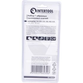 Набор Г-образных шестигранных ключей INTERTOOL 9ед.,1.5-10мм, Cr-V, 55 HRC Big HT-0603 (артикул 20216578) – фото 2