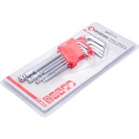 Набор Г-образных шестигранных ключей INTERTOOL 9ед.,1.5-10мм, Cr-V, 55 HRC Big HT-0603 (артикул 20216578) – фото 4