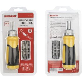 Реверсивная отвертка с набором бит REXANT 13 предметов 12-4778 (артикул 16916611) – фото 12