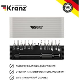 Набор отверток для точных работ KRANZ RA-01 25 предметов в кейсе, сталь S2 KR-12-4751 (артикул 21988240) – фото 14