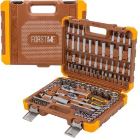 Набор инструментов в пластиковом кейсе FORSTIME 1/4"", 3/8"" 108 предметов FT-41082-5DS57355 (артикул 31280541) – фото 2