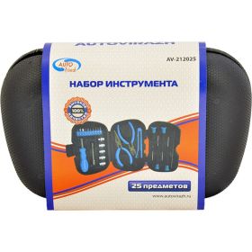 Набор инструмента 25 предметов 1/4DR, CrV AUTOVIRAZH AV-212025 (артикул 15968866) – фото 3