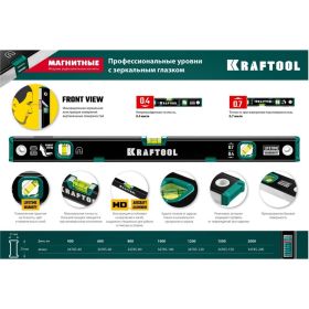 Магнитный уровень KRAFTOOL с зеркальным глазком 2000 мм 34785-200 (артикул 20572906) – фото 11